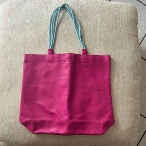 Tous Fuchsia Tote with Teal Handles